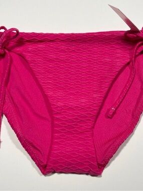 Victoria Secret Medium M Bikini Bottom Classic DOUBLE Side Tie Textured Pink
